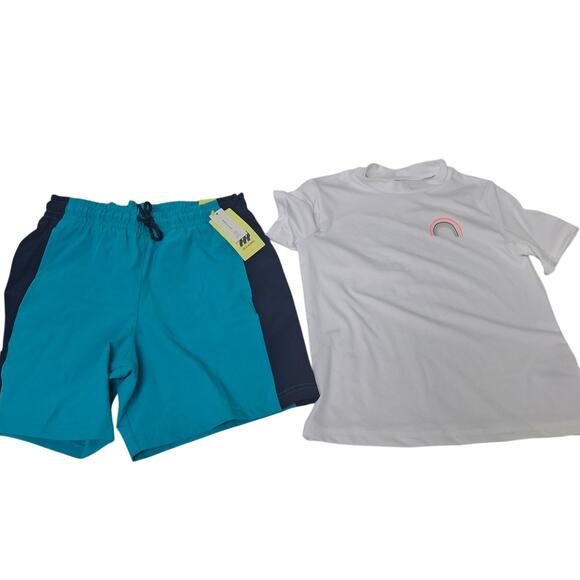 New Cat & Jack All In Motion Boys Large Swim Shirt Trunks Swimwear Set - Picture 1 of 3